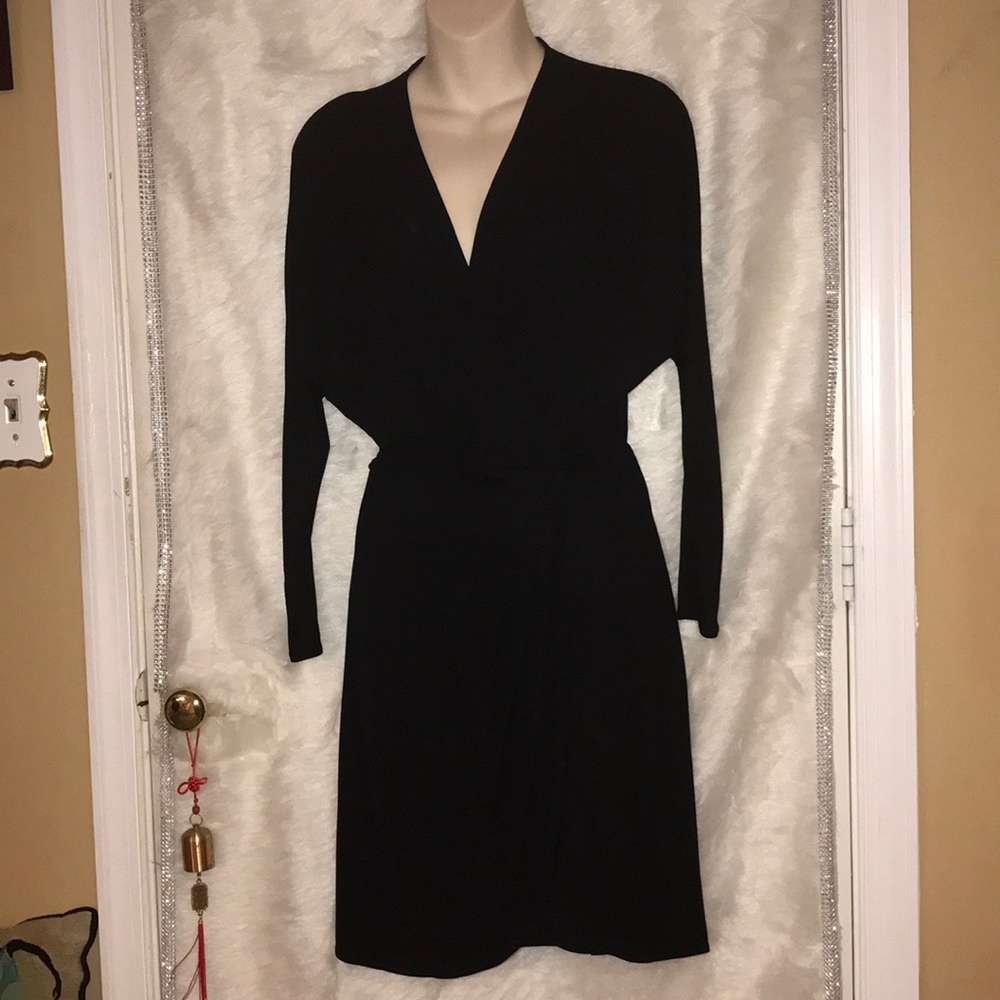 Worth New York Black Crepe Jersey Wrap Dress